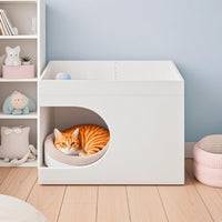 HKM-3591869 Multi-Functional Cat Station with Hidden Bed and Modular Storage Solutions