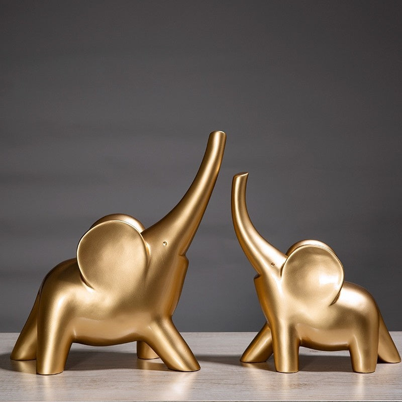 HKM-359187 Rose Gold and White Elephant Ornaments – Modern Simplicity Resin Décor Piece