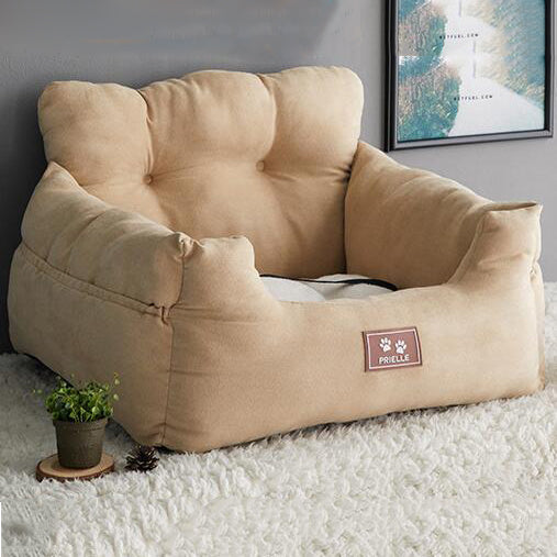 HKM-3592253 Portable Cloth Pet Sofa Car Seat - Multiple Colors Available (A-Pentagram, B-Dark Gray, C-Brown, D-Light Blue, E-Black Grid, F-Beige)