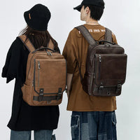 HKM-359315 Stylish Black Genuine Leather Business Backpack for Men
