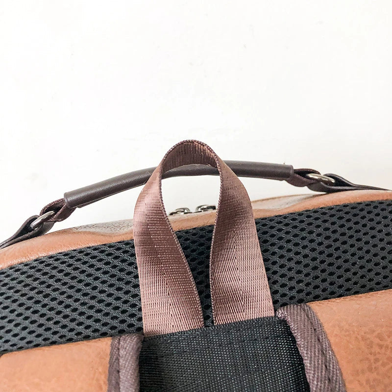 HKM-359315 Stylish Black Genuine Leather Business Backpack for Men