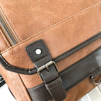 HKM-359315 Stylish Black Genuine Leather Business Backpack for Men