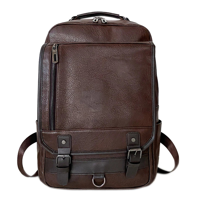 HKM-359315 Stylish Black Genuine Leather Business Backpack for Men