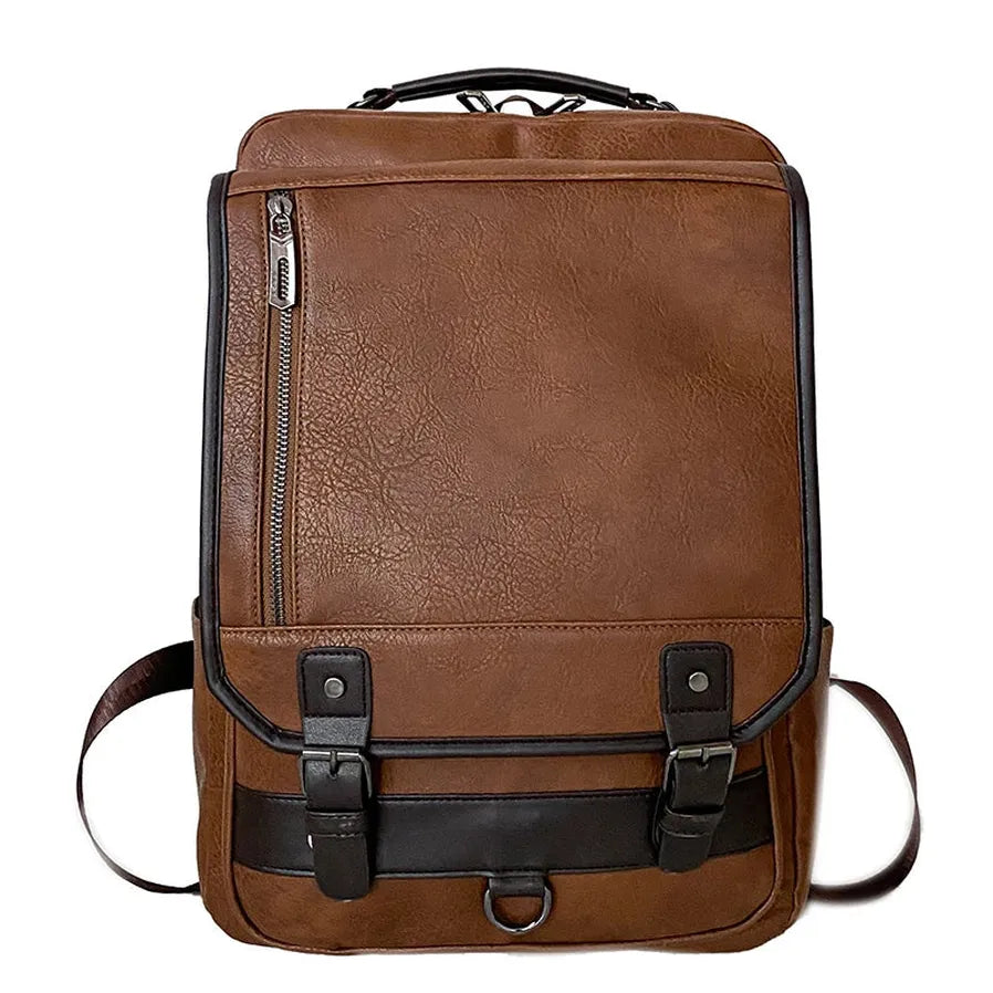 HKM-359315 Stylish Black Genuine Leather Business Backpack for Men