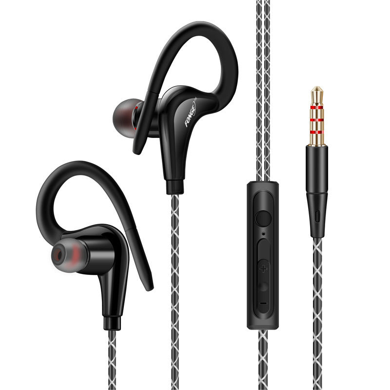 HKM-359443 Wired Sports Headphones with Microphone for Computer and Cellphone, Ear-mounted Design, 1.2m Length