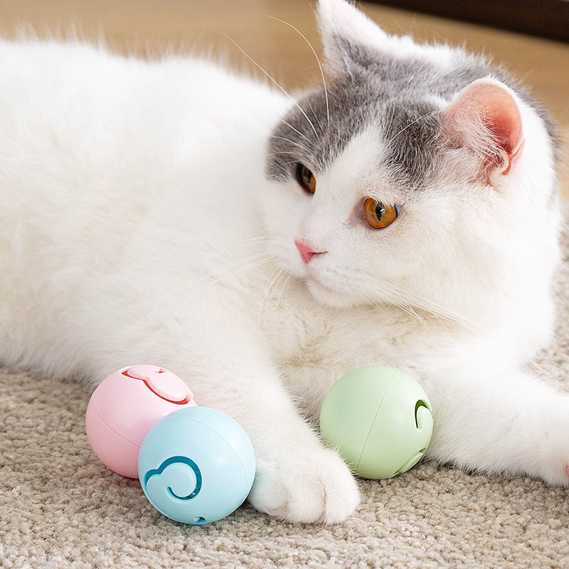HKM-3594813 Cat Toy Ball with Mint Bell and Maple Leaf Design, ABS Plastic, 4.5cm