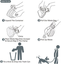 HKM-3595453 Portable Handheld Pooper Scooper with Expandable Waste Storage and Waste Bag Dispenser for Dogs