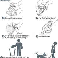 HKM-3595453 Portable Handheld Pooper Scooper with Expandable Waste Storage and Waste Bag Dispenser for Dogs