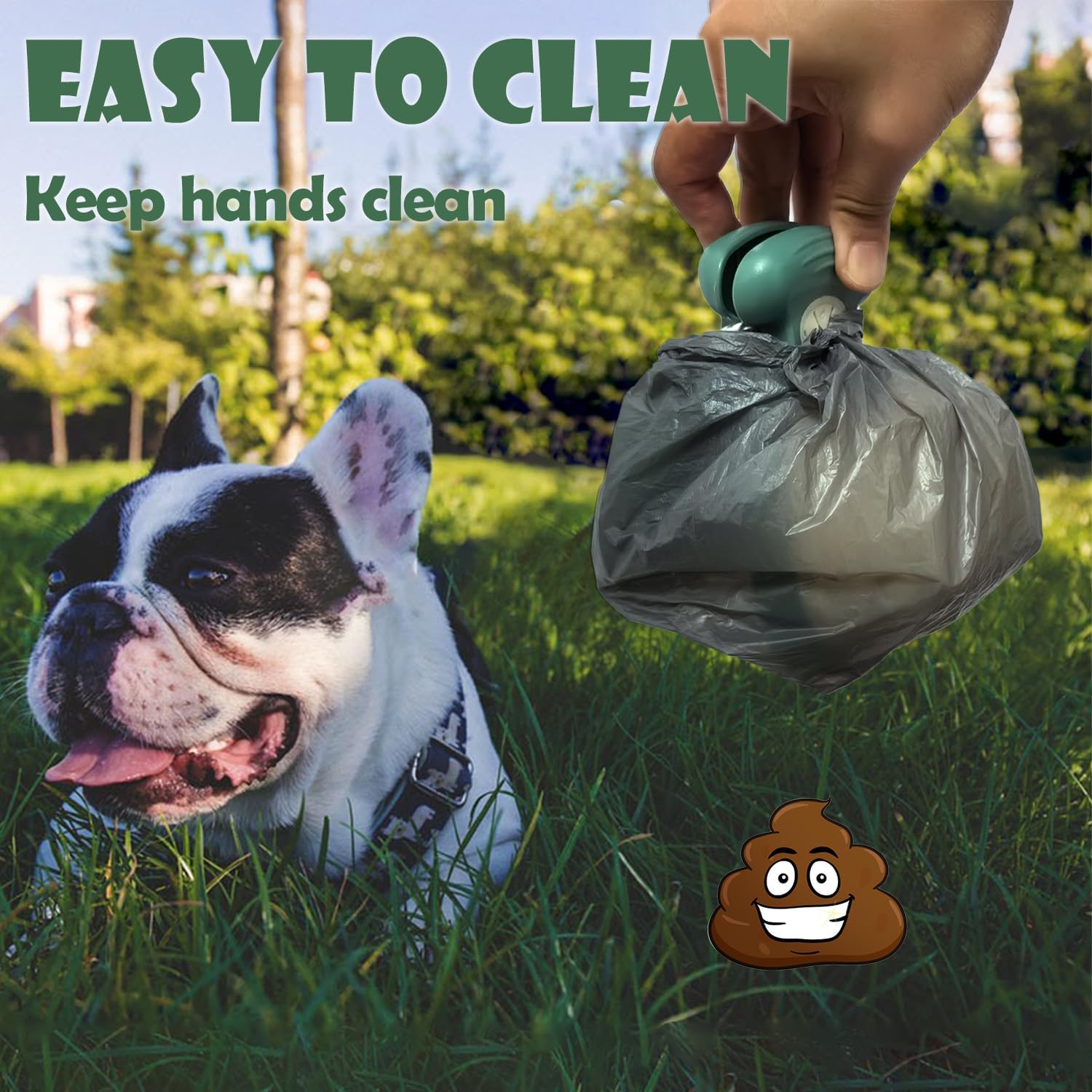 HKM-3595453 Portable Handheld Pooper Scooper with Expandable Waste Storage and Waste Bag Dispenser for Dogs