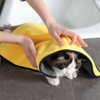 HKM-359571 Plus-sized Pet Shower Bath Towel in Yellow Gray, Blue Gray, and Green Gray - Soft Fiber Material