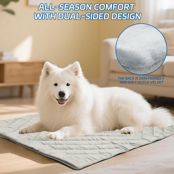 HKM-3595837 Portable Machine Washable Pet Cooling Mat - Light Gray, Nylon, Available in Sizes M, L, XL