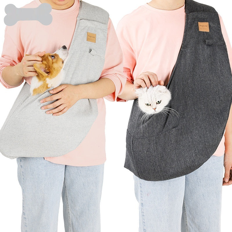 HKM-3596221 Pet Shoulder Bag for Dogs - Medium Soft Polyester, Solid Carbon Gray & Smoke Gray Design