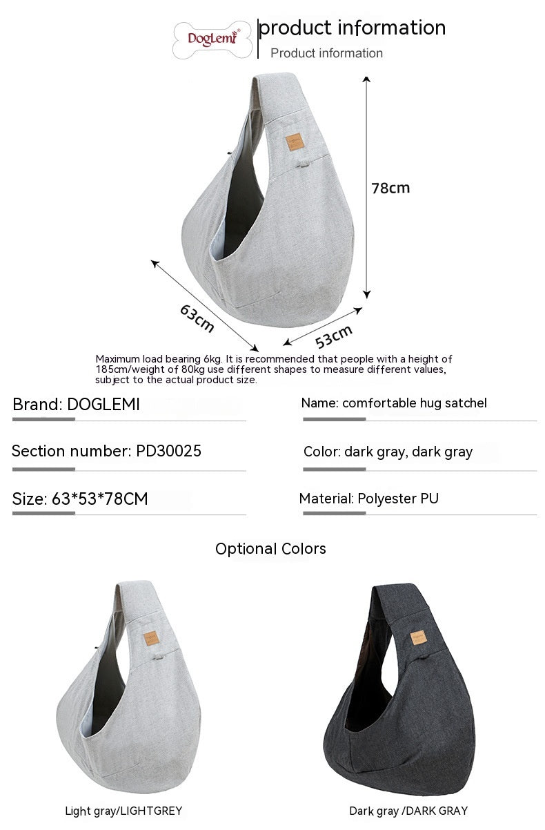 HKM-3596221 Pet Shoulder Bag for Dogs - Medium Soft Polyester, Solid Carbon Gray & Smoke Gray Design