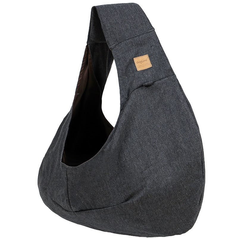 HKM-3596221 Pet Shoulder Bag for Dogs - Medium Soft Polyester, Solid Carbon Gray & Smoke Gray Design