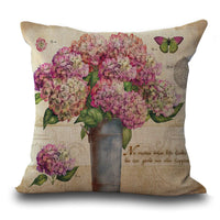 HKM-359635 Retro Flower Pattern Peach Skin Decorative Pillowcase - 45x45 cm