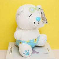 HKM-359699 Hugging Bear Plush Toy with Green Sunglasses and Blue Floral Shorts - Summer Edition