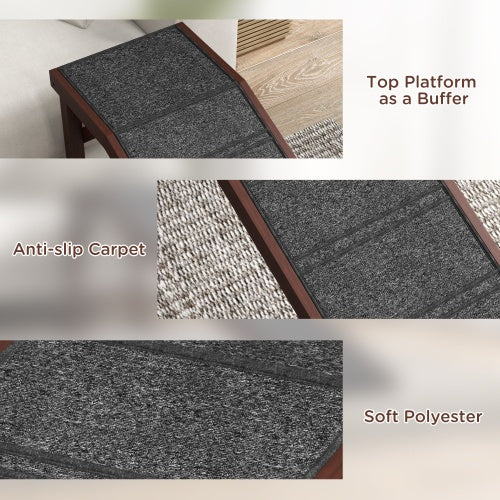 HKM-3597245 Dog Ramp for Beds - Wooden Pet Ramp with Non-Slip Carpet, 74" x 16" x 25", Easy Access for Dogs and Cats