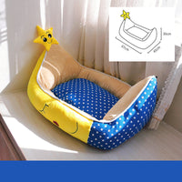 HKM-3598013 Cozy Crystal Velvet & Cotton Canvas Dog Mat Nest - 67x45x30cm