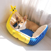 HKM-3598013 Cozy Crystal Velvet & Cotton Canvas Dog Mat Nest - 67x45x30cm