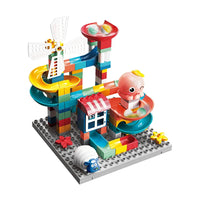 HKM-359827 155-Piece DIY Marble Race Building Blocks Set - Creative 3D Slide Track for Kids Ages 3 and Up
