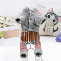 HKM-3598397 Plush Cotton Coat for Small Dogs - Teddy Bichon Pomeranian Chihuahua, Light Gray and Pink Options