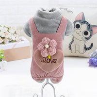 HKM-3598397 Plush Cotton Coat for Small Dogs - Teddy Bichon Pomeranian Chihuahua, Light Gray and Pink Options