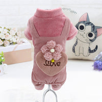 HKM-3598397 Plush Cotton Coat for Small Dogs - Teddy Bichon Pomeranian Chihuahua, Light Gray and Pink Options