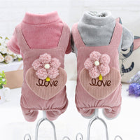 HKM-3598397 Plush Cotton Coat for Small Dogs - Teddy Bichon Pomeranian Chihuahua, Light Gray and Pink Options
