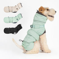 HKM-3598525 Autumn and Winter Wind-Proof Dog Shell Jacket in Bean Green, Beige, and Black Sizes S to 2XL