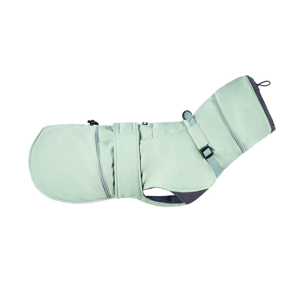 HKM-3598525 Autumn and Winter Wind-Proof Dog Shell Jacket in Bean Green, Beige, and Black Sizes S to 2XL