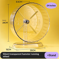 HKM-3599037 Silent Large-Sized Hamster Running Wheel with Transparent Support - 24cm Wide Surface