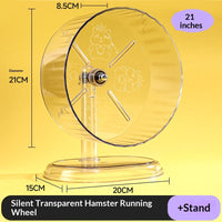 HKM-3599037 Silent Large-Sized Hamster Running Wheel with Transparent Support - 24cm Wide Surface