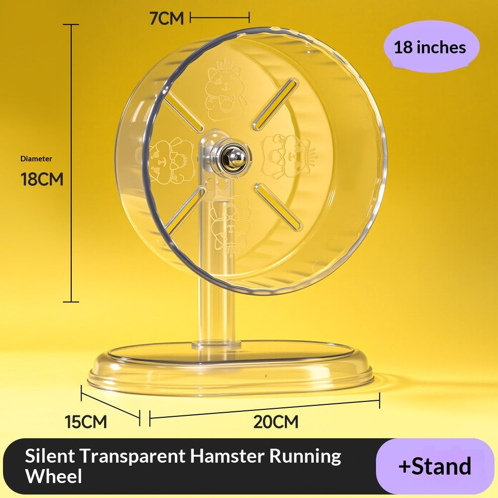HKM-3599037 Silent Large-Sized Hamster Running Wheel with Transparent Support - 24cm Wide Surface