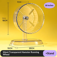 HKM-3599037 Silent Large-Sized Hamster Running Wheel with Transparent Support - 24cm Wide Surface
