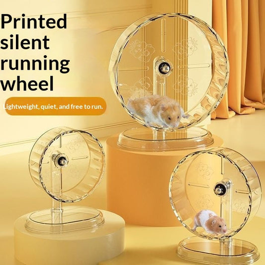 HKM-3599037 Silent Large-Sized Hamster Running Wheel with Transparent Support - 24cm Wide Surface