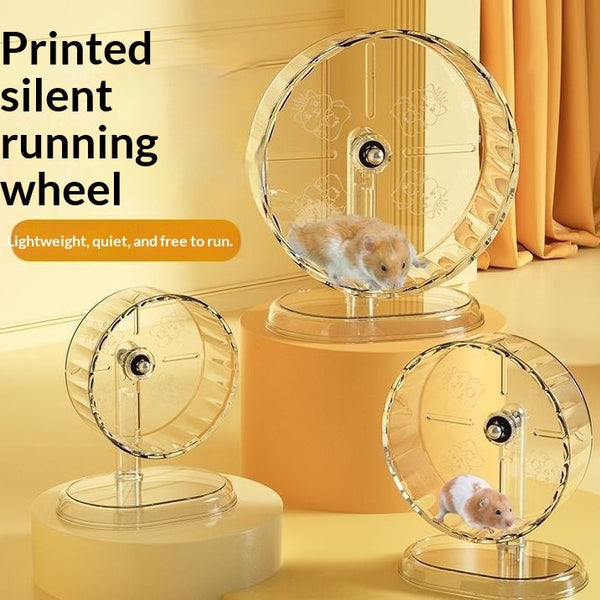 HKM-3599037 Silent Large-Sized Hamster Running Wheel with Transparent Support - 24cm Wide Surface