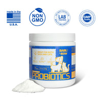 HKM-3599805 Premium Probiotics for Dogs & Cats with 7 Tailored Strains, 5 Billion CFU, Prebiotics, Pumpkin & Carrot – Gut & Immune Support
