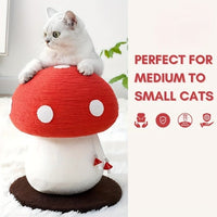 HKM-3599933 Mushroom Cat Climbing Frame with Fluffy Base and Sisal Scratching Post for Cats