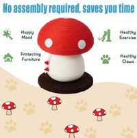 HKM-3599933 Mushroom Cat Climbing Frame with Fluffy Base and Sisal Scratching Post for Cats