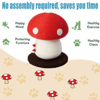 HKM-3599933 Mushroom Cat Climbing Frame with Fluffy Base and Sisal Scratching Post for Cats