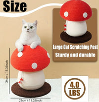 HKM-3599933 Mushroom Cat Climbing Frame with Fluffy Base and Sisal Scratching Post for Cats