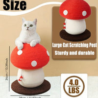HKM-3599933 Mushroom Cat Climbing Frame with Fluffy Base and Sisal Scratching Post for Cats