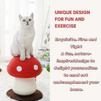 HKM-3599933 Mushroom Cat Climbing Frame with Fluffy Base and Sisal Scratching Post for Cats