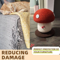 HKM-3599933 Mushroom Cat Climbing Frame with Fluffy Base and Sisal Scratching Post for Cats