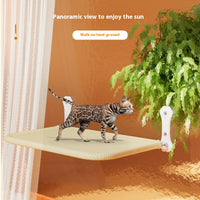 HKM-3601341 Gray and Khaki Cat Hammock with Suction Cups for Easy Setup, Removable and Washable
