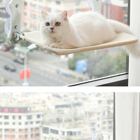 HKM-3601341 Gray and Khaki Cat Hammock with Suction Cups for Easy Setup, Removable and Washable