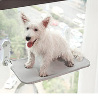 HKM-3601341 Gray and Khaki Cat Hammock with Suction Cups for Easy Setup, Removable and Washable