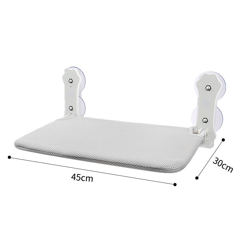 HKM-3601341 Gray and Khaki Cat Hammock with Suction Cups for Easy Setup, Removable and Washable