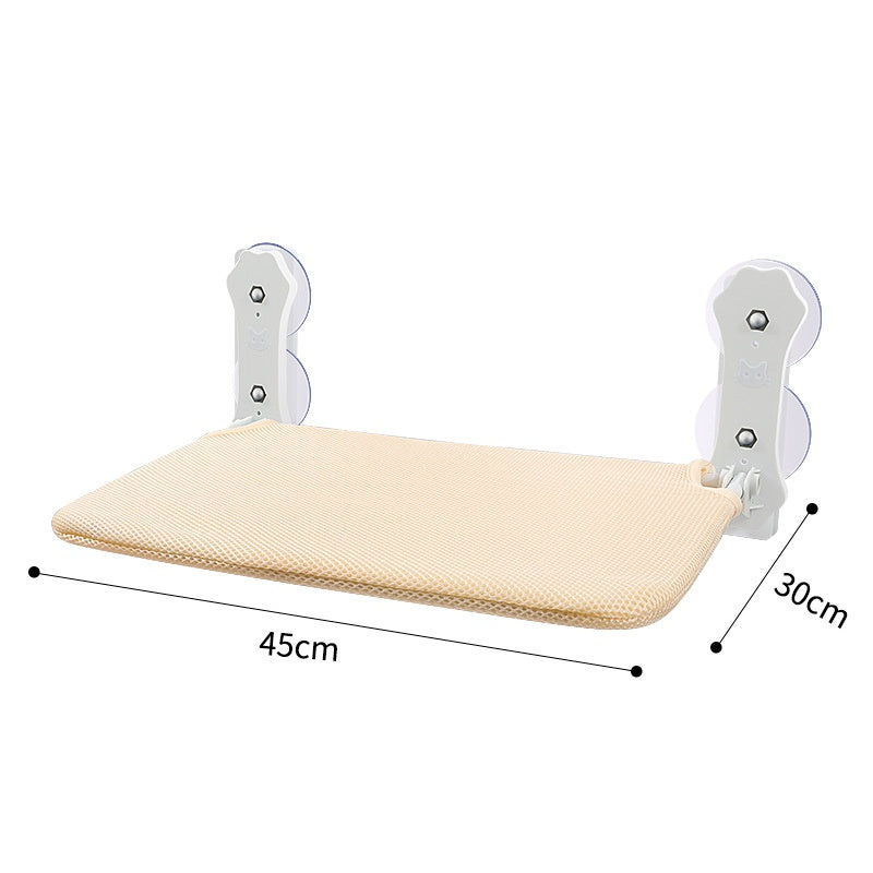 HKM-3601341 Gray and Khaki Cat Hammock with Suction Cups for Easy Setup, Removable and Washable