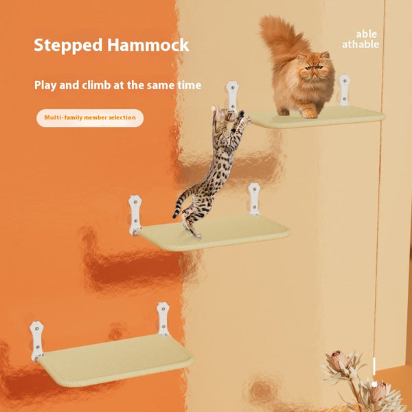 HKM-3601341 Gray and Khaki Cat Hammock with Suction Cups for Easy Setup, Removable and Washable